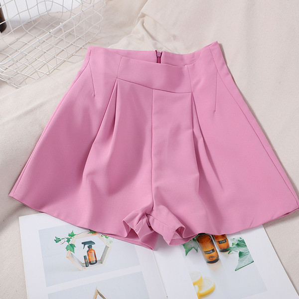 Női rövidnadrág cipzárral, magas derékkal