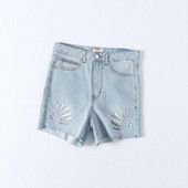 Pantaloni scurți din denim cu decupaje în albastru