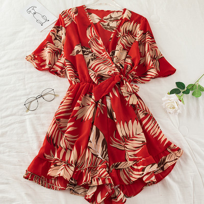 Salopeta de dama cu model floral si talie elastica