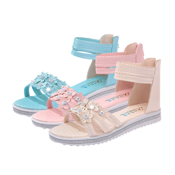 Νέο μοντέλο παιδικά σανδάλια με λουλούδια και πέρλες  για κορίτσια