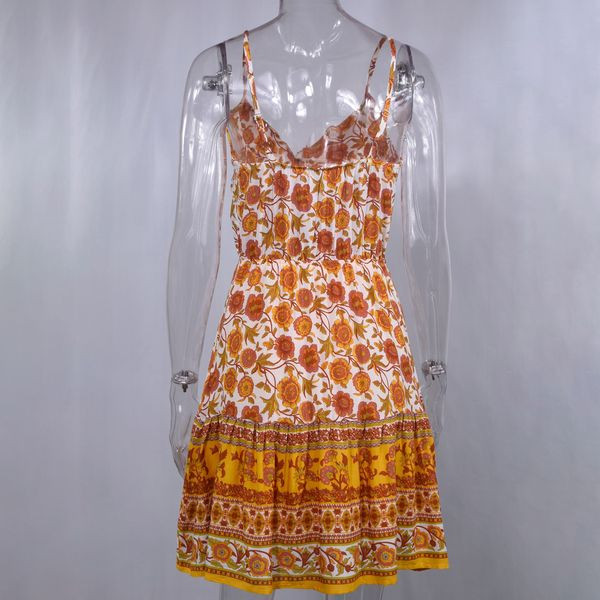 Lezser női nyári ruha gombokkal, virágmintával