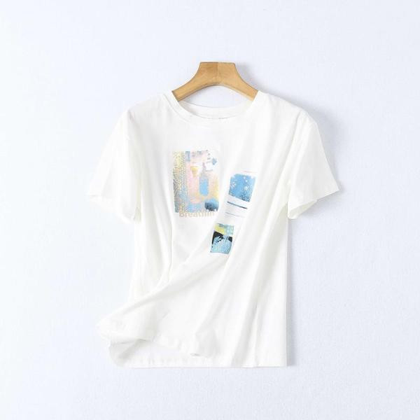 Casual  γυναικείο μπλουζάκι άνοιξη-φθινόπωρο με έγχρωμη εκτύπωση