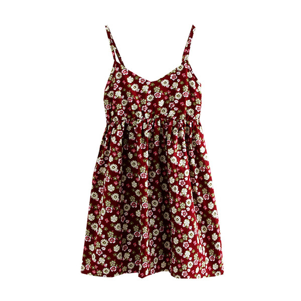 Alkalmi női virágos ruha vékony pántokkal, rugalmas derékkal