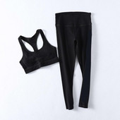 Set sport de jambiere lungi și bustieră în negru