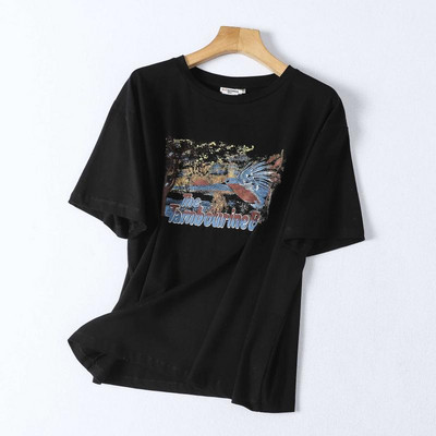 Tricou dama cu imprimeu color - model larg