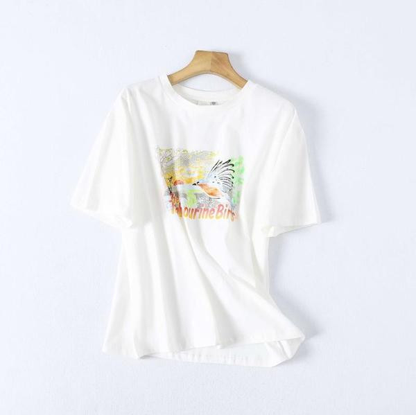 Női póló színes nyomattal - széles modell