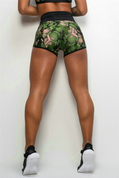 Casual γυναικεία σορτς με υψηλή μέση σε πράσινο χρώμα