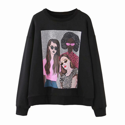 Bluza de dama neagra cu aplicatie