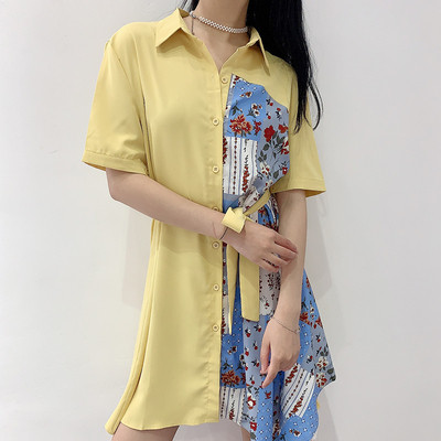 Rochie lata de dama cu cravate in talie si model floral