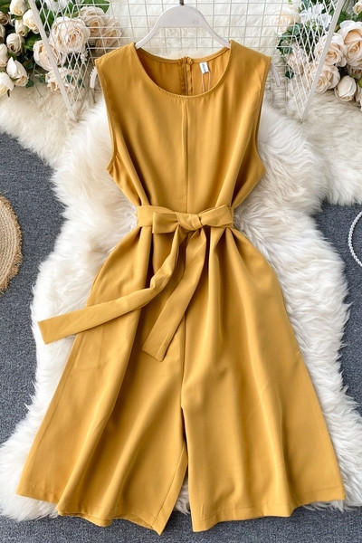 Női alkalmi 3/4-es overall szalaggal és cipzárral