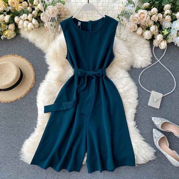 Női alkalmi 3/4-es overall szalaggal és cipzárral