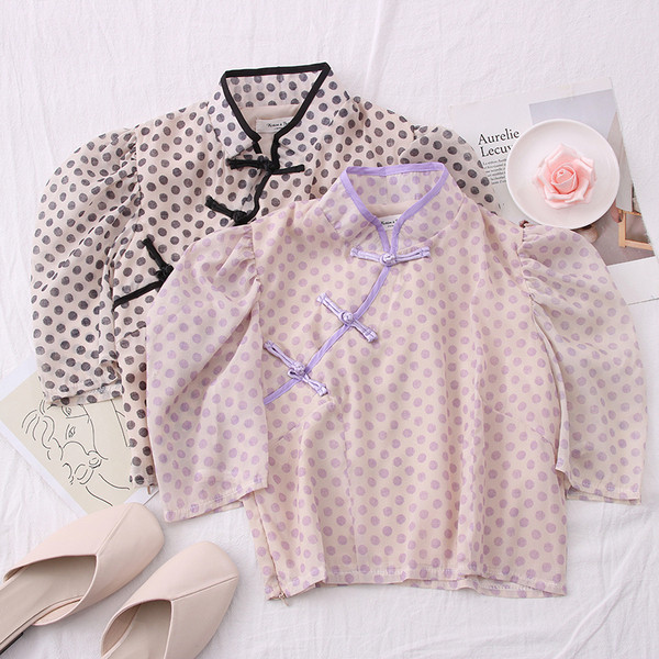 Нов модел дамска риза с ниска яка и буфан ръкав