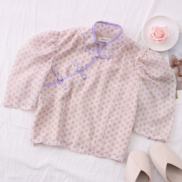 Нов модел дамска риза с ниска яка и буфан ръкав