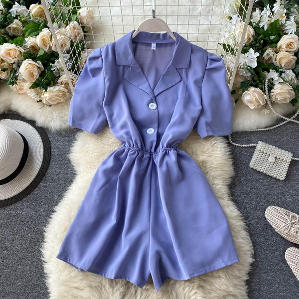 Κομψές γυναικείες ολόσωμες φόρμες με κοντά μανίκια και ελαστική μέση