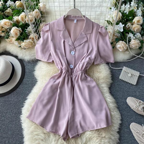 Κομψές γυναικείες ολόσωμες φόρμες με κοντά μανίκια και ελαστική μέση