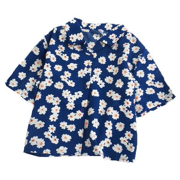 Κοντό καθημερινό πουκάμισο με κλασικό γιακά και λουλουδάτο μοτίβο