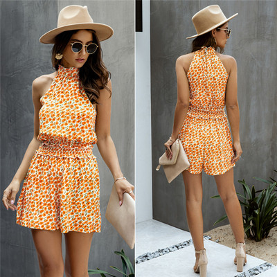 Salopeta scurta de dama model nou cu guler jos si model floral