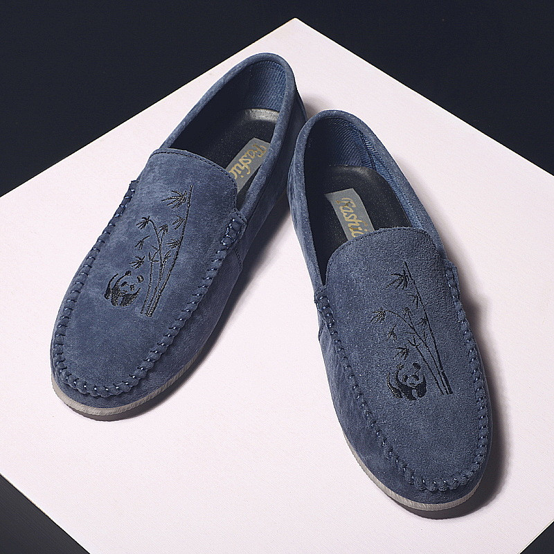 Μοντέρνα ανδρικά μοκασίνια με κεντήματα panda - μεγάλα νούμερα