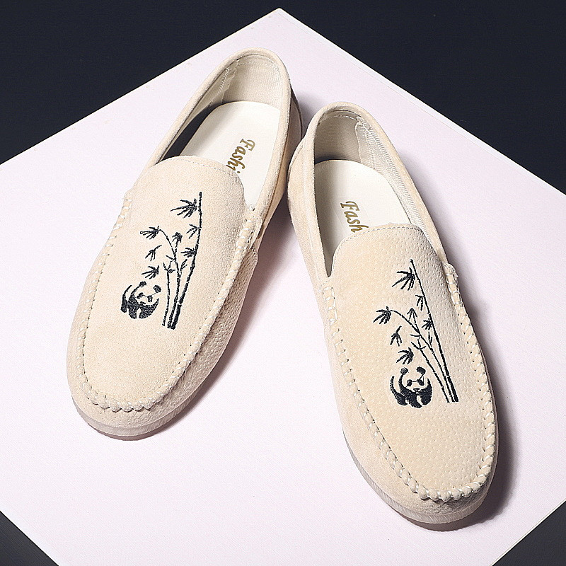 Μοντέρνα ανδρικά μοκασίνια με κεντήματα panda - μεγάλα νούμερα