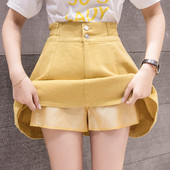 Vaba vabaaja lühike kõrge vöökoha ja nööpidega naiste seelik