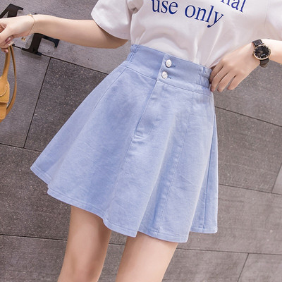 Vaba vabaaja lühike kõrge vöökoha ja nööpidega naiste seelik