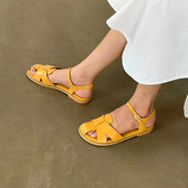 Sandale casual din piele cu talpa plate