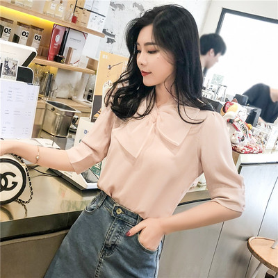 Modern női ing szalaggal és 3/4-es ujjal