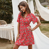 Rochie scurta de dama model nou cu cravate in talie si decolteu spitz