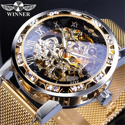 Mechanical men`s watch with metal strap