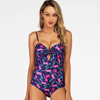 Costum de baie intreg de dama model nou cu bretele subtiri si model floral