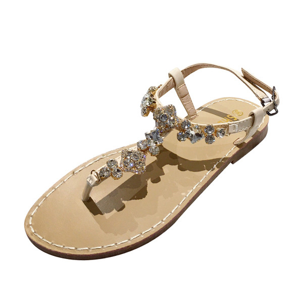 Modern női szandál vékony pánttal és díszítő kövekkel