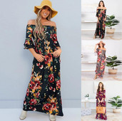 Új modell hosszú női ruha 3/4 lótusz ujjal