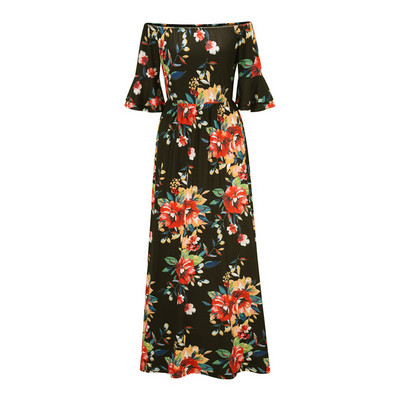 Új modell hosszú női ruha 3/4 lótusz ujjal