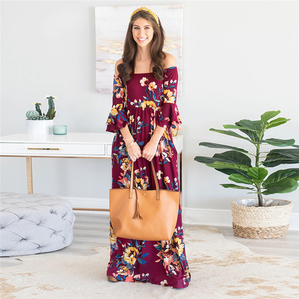 Új modell hosszú női ruha 3/4 lótusz ujjal