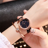 Jauna modeļa sieviešu pulksteņa ādas siksniņa apaļā formā