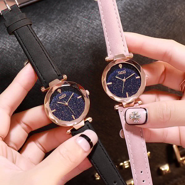 Jauna modeļa sieviešu pulksteņa ādas siksniņa apaļā formā