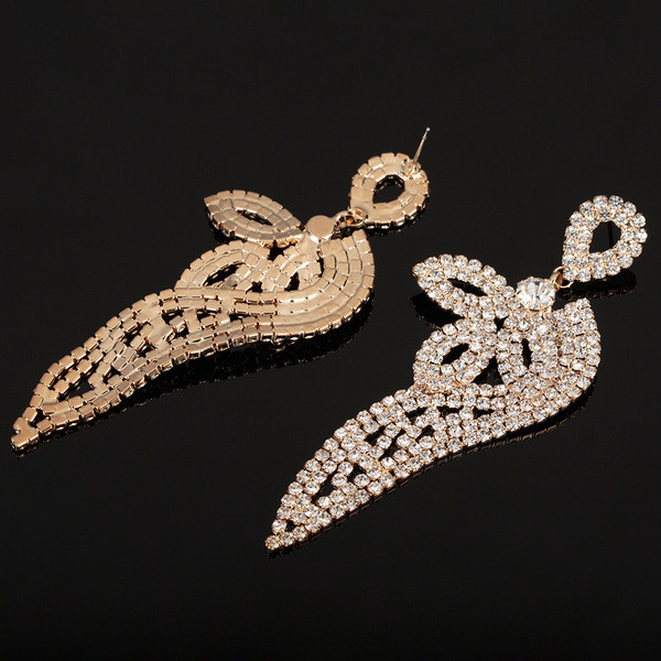 Stílusos női lógó fülbevaló ezüst kövekkel