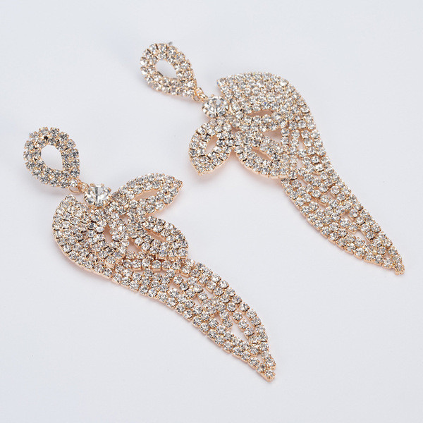 Stílusos női lógó fülbevaló ezüst kövekkel