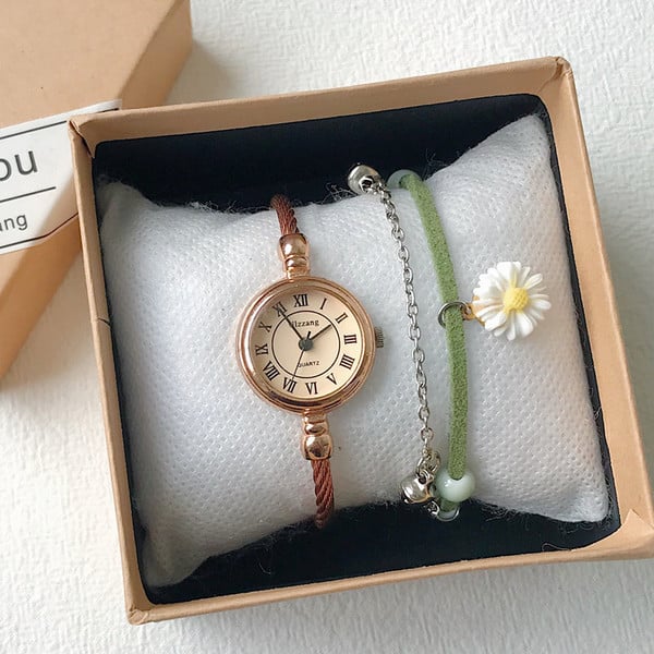 Stilīga sieviešu pulksteņa aproces tipa apaļa forma