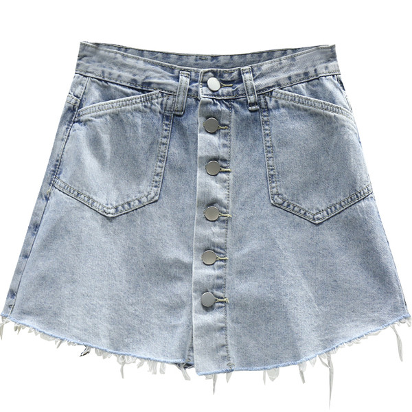 Modern női rövid farmerszoknya-nadrág gombokkal