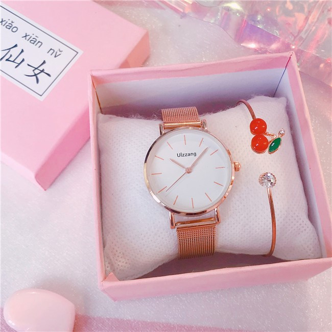 Καθημερινό γυναικείο ρολόι χαλαζία με βραχιόλι και τρισδιάστατο στοιχείο