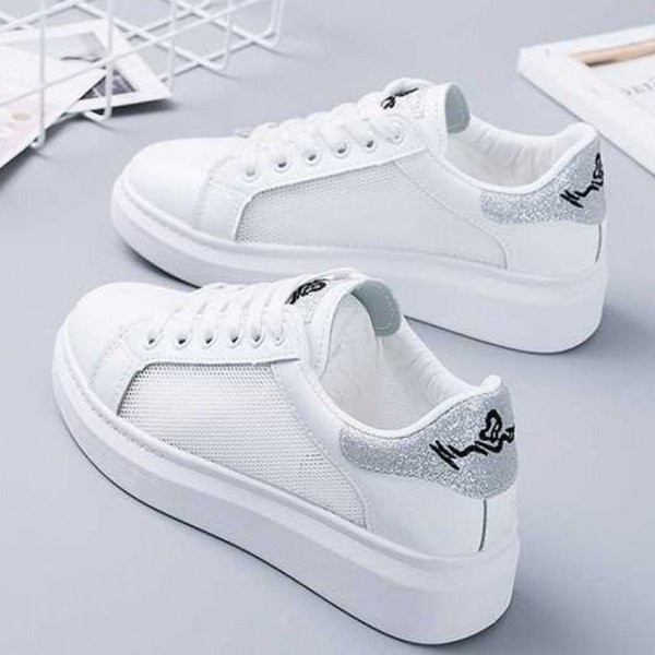 Casual γυναικεία αθλητικά παπούτσια από ύφασμα και έκο δέρμα