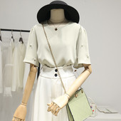 Νέο μοντέλο γυναικεία μπλούζα με πέρλες και στρογγυλή λαιμόκοψη