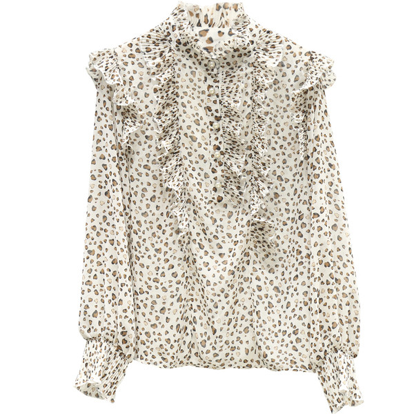 Modern női sifon ing alacsony gallérral és hosszú ujjal