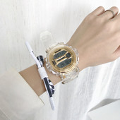 Női elektronikus átlátszó óra kerek formában