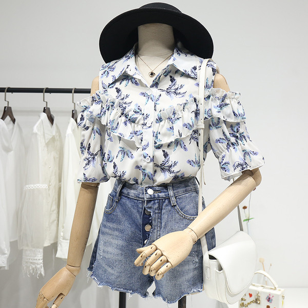 Új modell női ing klasszikus gallérral, csupasz vállú