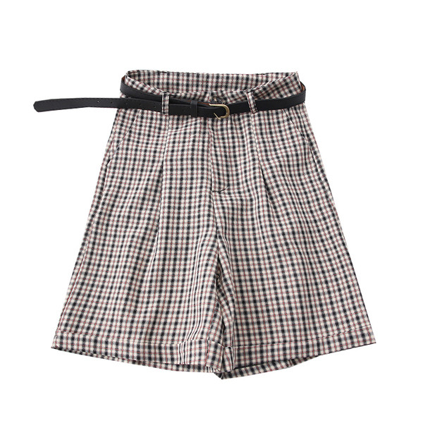 Moodsad ruudulised naiste püksid koos vööga