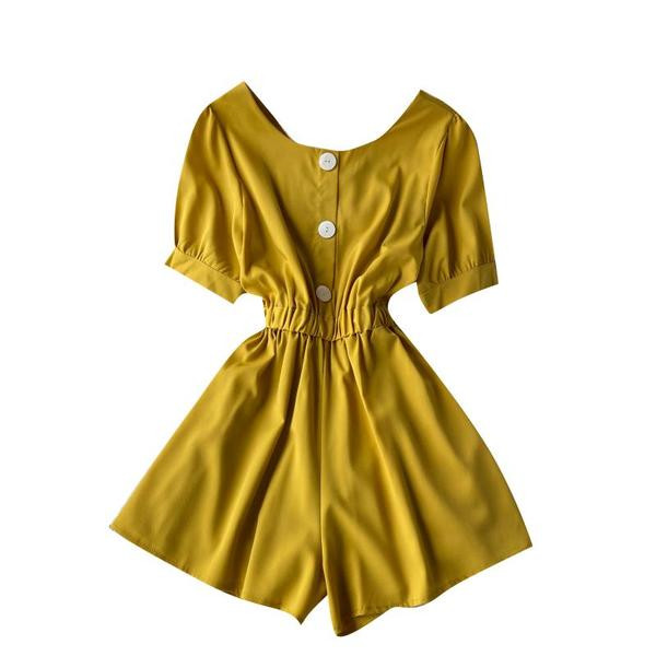 Vabaaja naiste lühike kombinesoon kandilise kaelusega ja lühikeste varrukatega