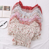 Bluza scurta de dama model nou cu decolteu patrat si model floral