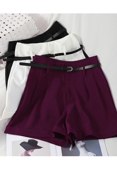 Naiste lühikesed püksid kõrge vöö ja vööga